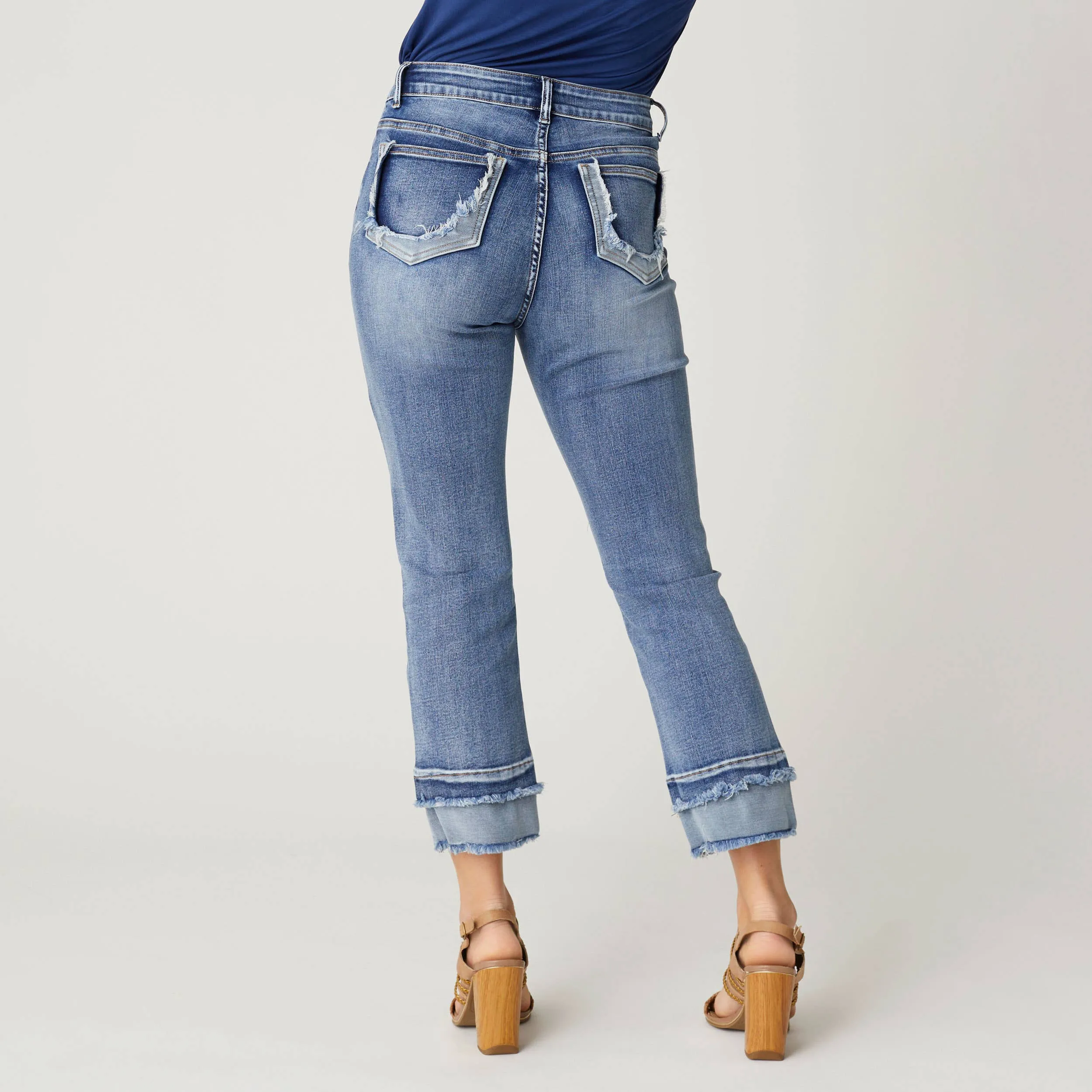 Everstretch Boyfriend Capri Jeans with Contrast Bottom