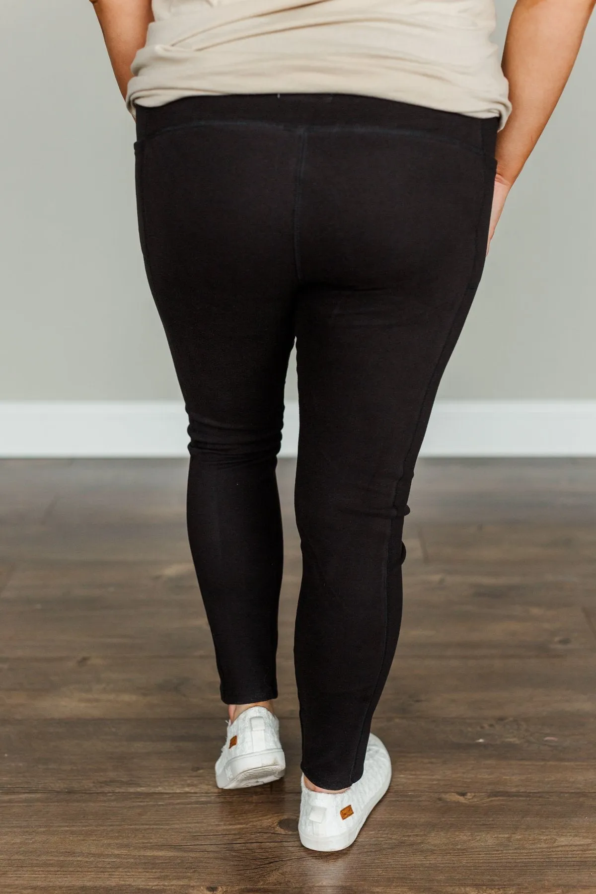 Every Step Of The Way Thick Fleece Leggings- Black