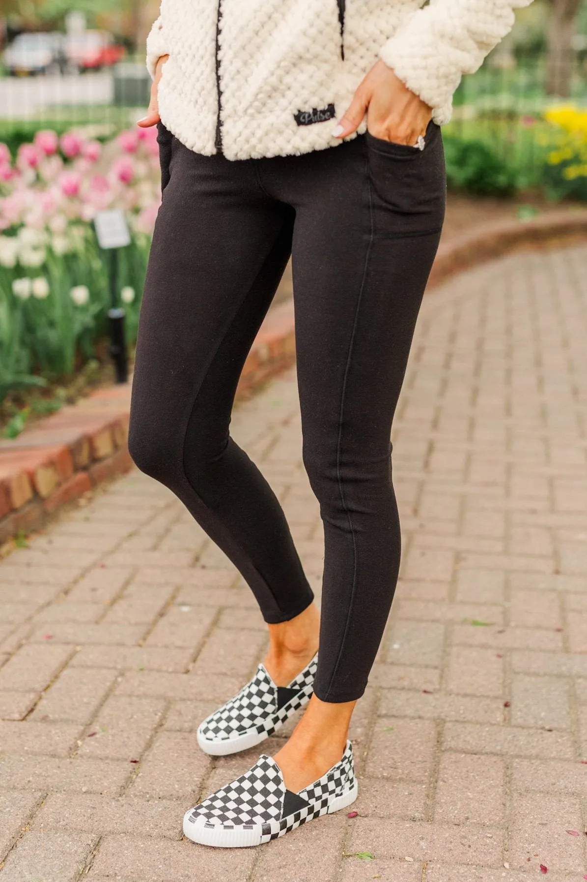 Every Step Of The Way Thick Fleece Leggings- Black