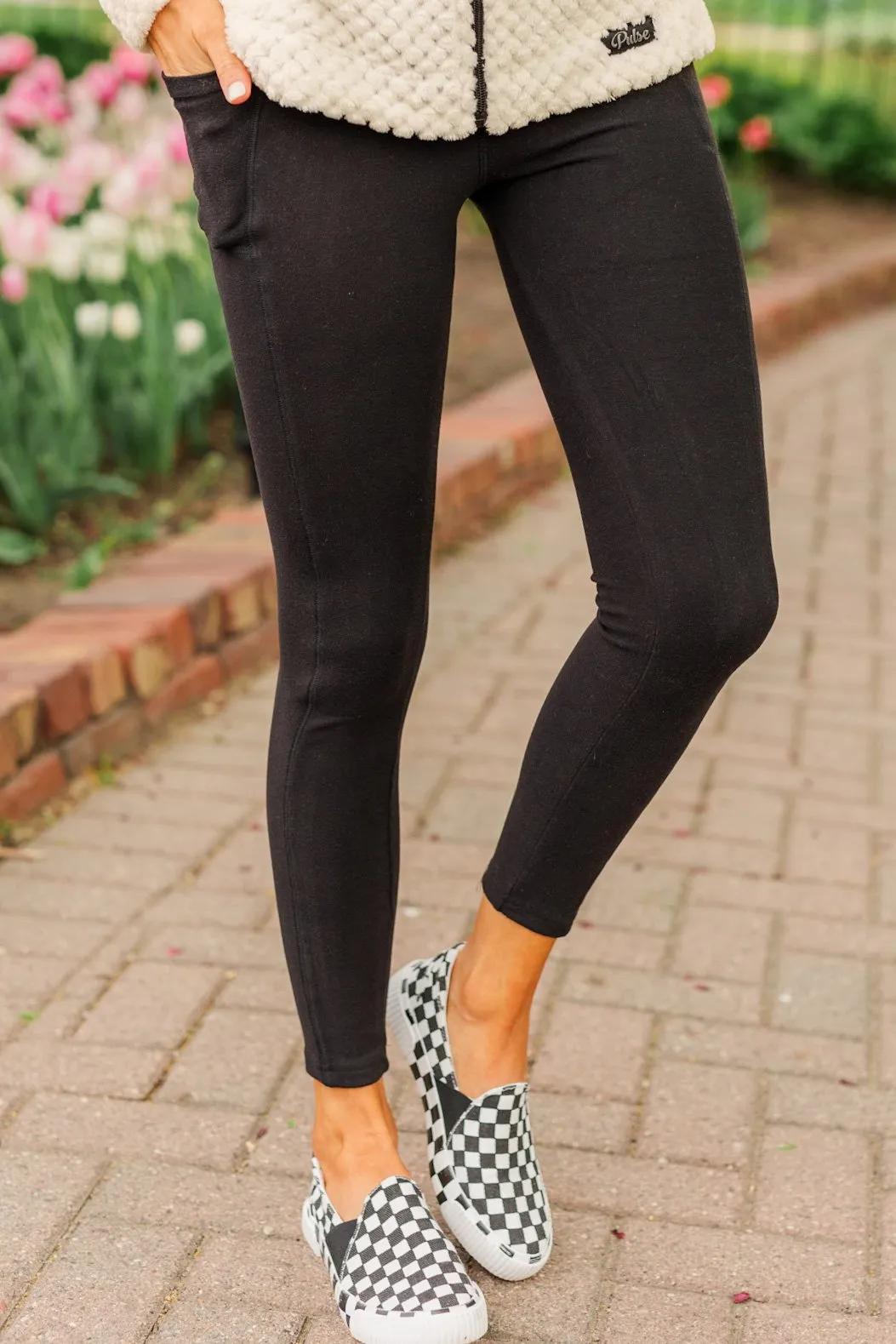 Every Step Of The Way Thick Fleece Leggings- Black