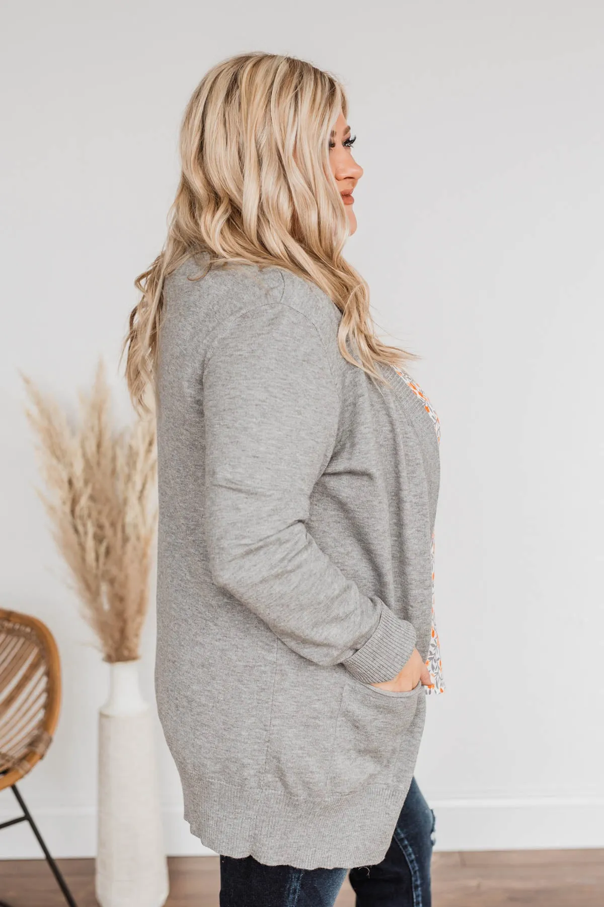 Fading Skylines Pocket Cardigan- Grey