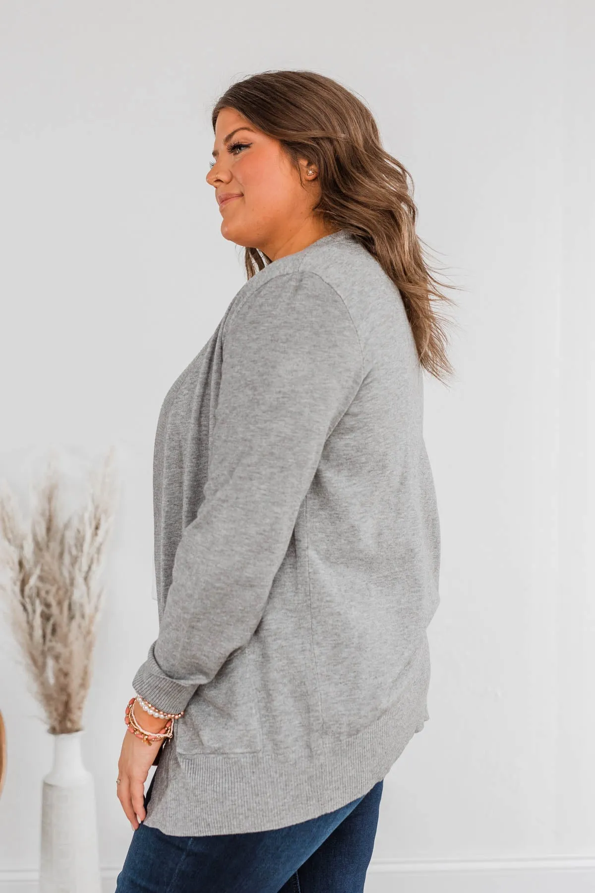 Fading Skylines Pocket Cardigan- Grey