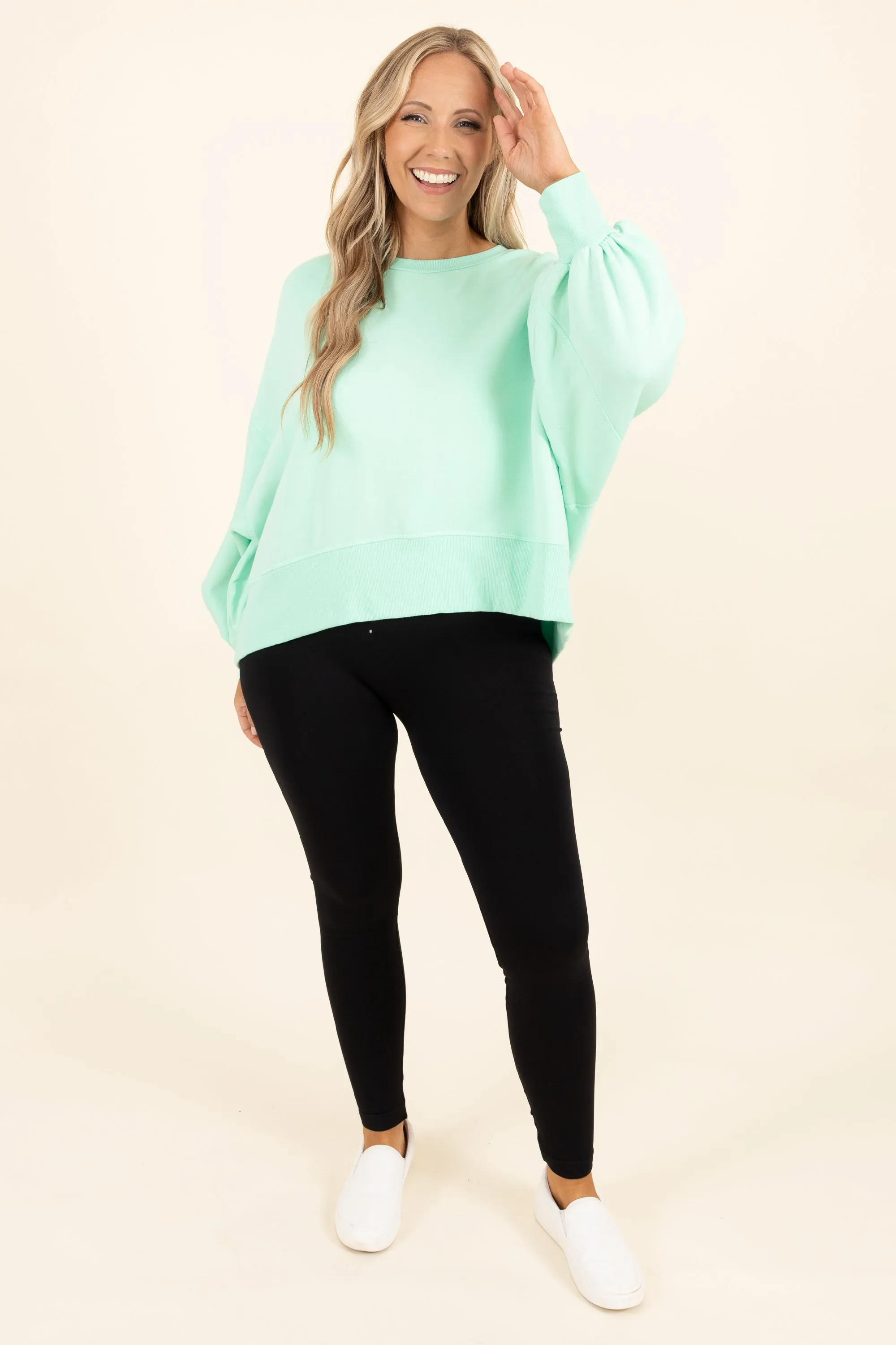 Freedom To Feel Pullover, Green Mint