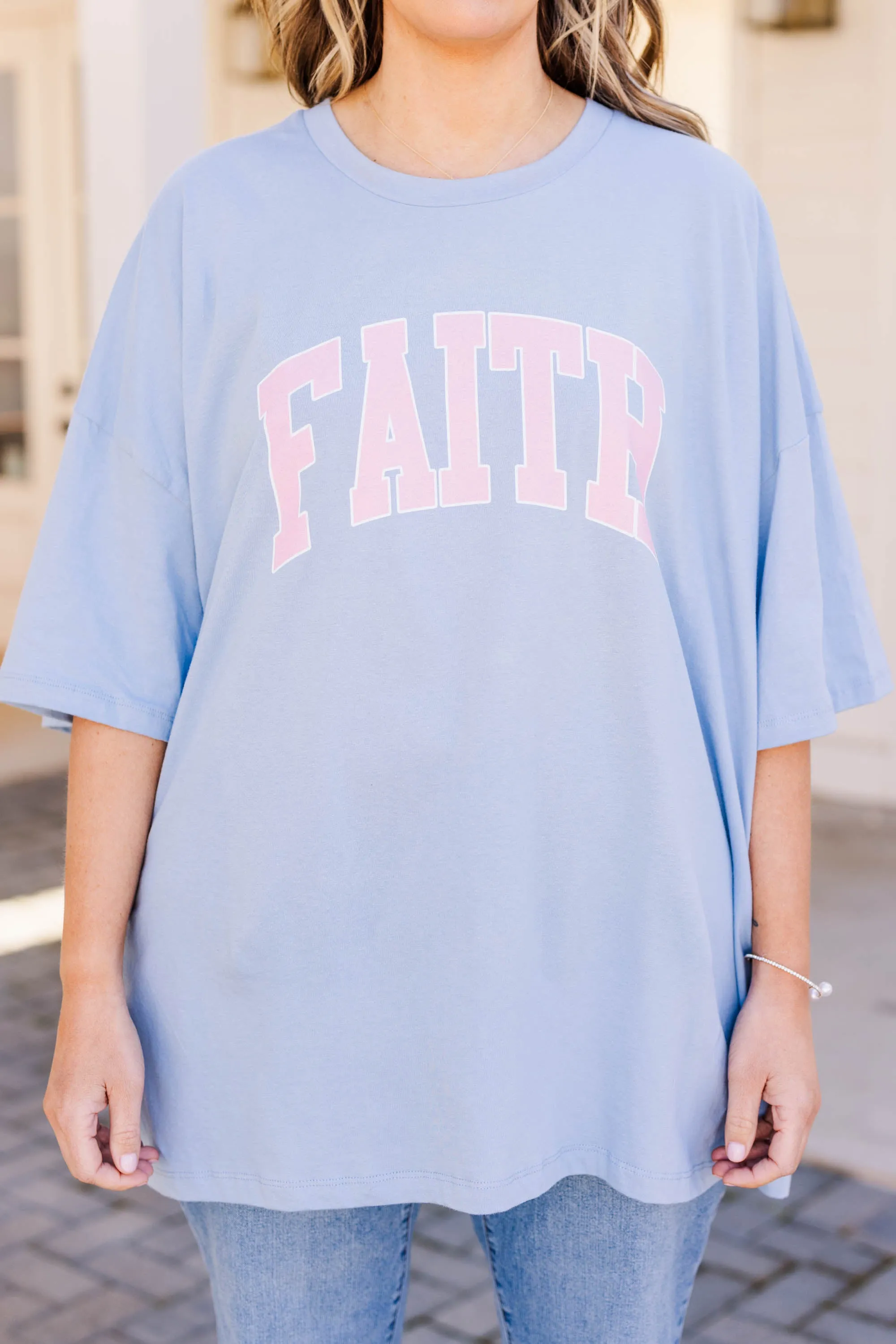 Full Of Faith Boyfriend Tee, Ash Blue