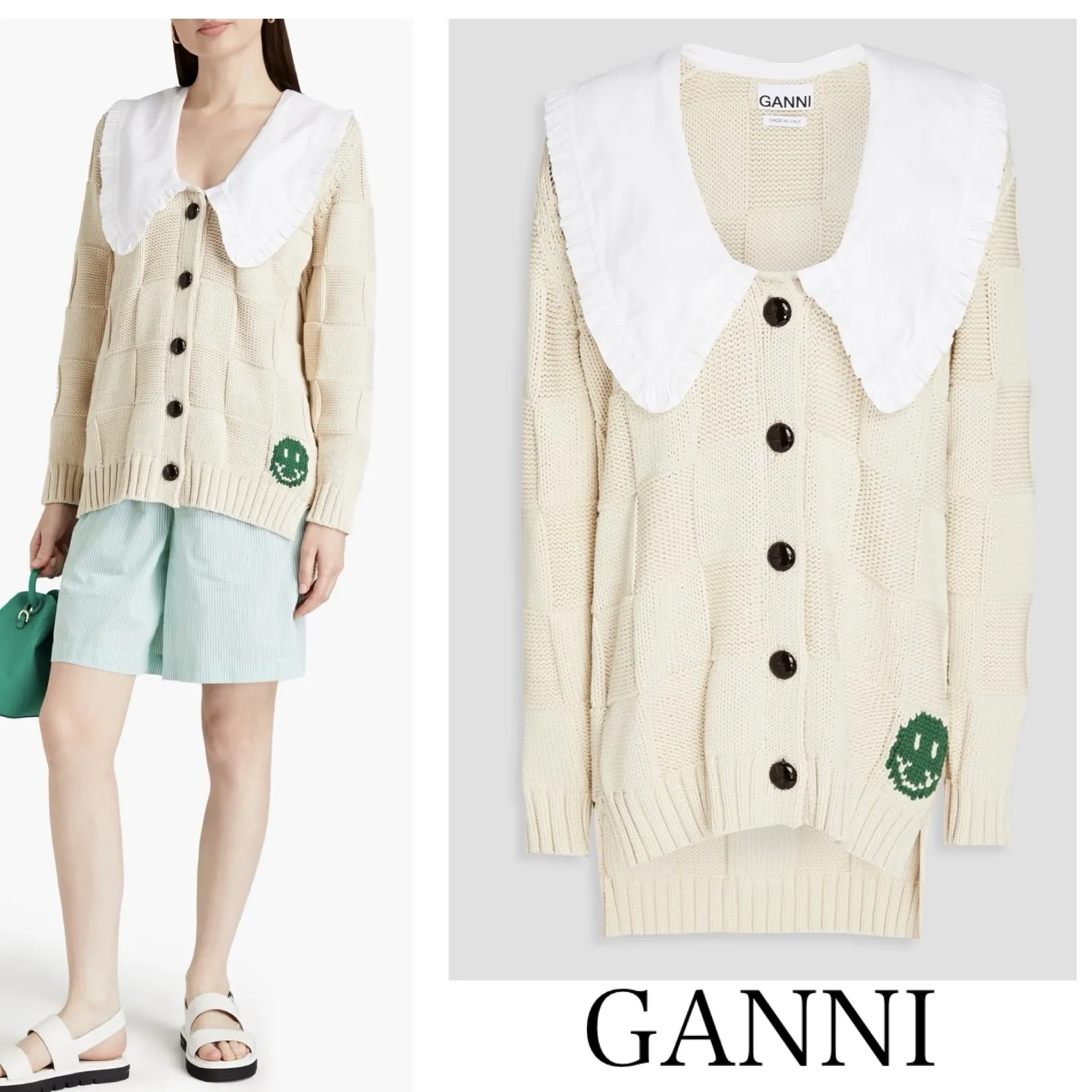 Ganni  |Nylon Long Sleeves Cotton Cardigans