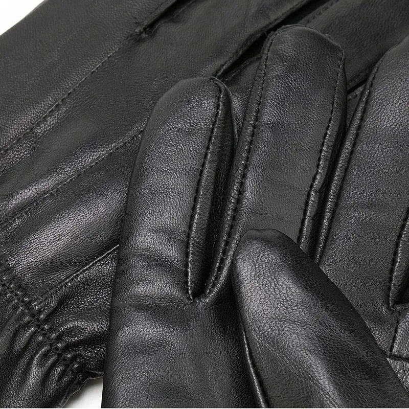 Genuine Leather Keep Warm Winter Windproof Full Finger Gloves for Men