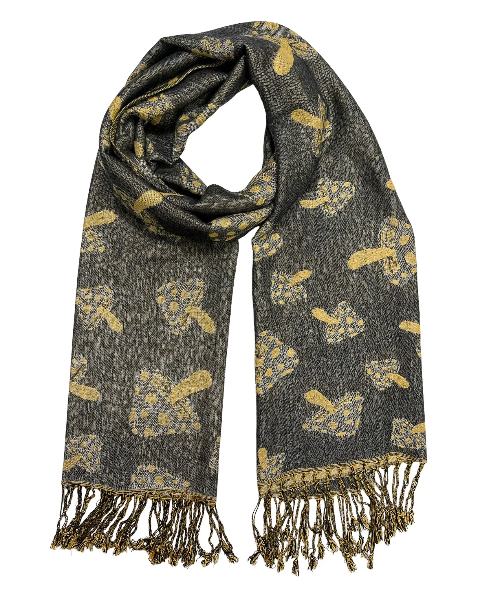 Grey & Tan Reversible Mushroom Rave Pashmina