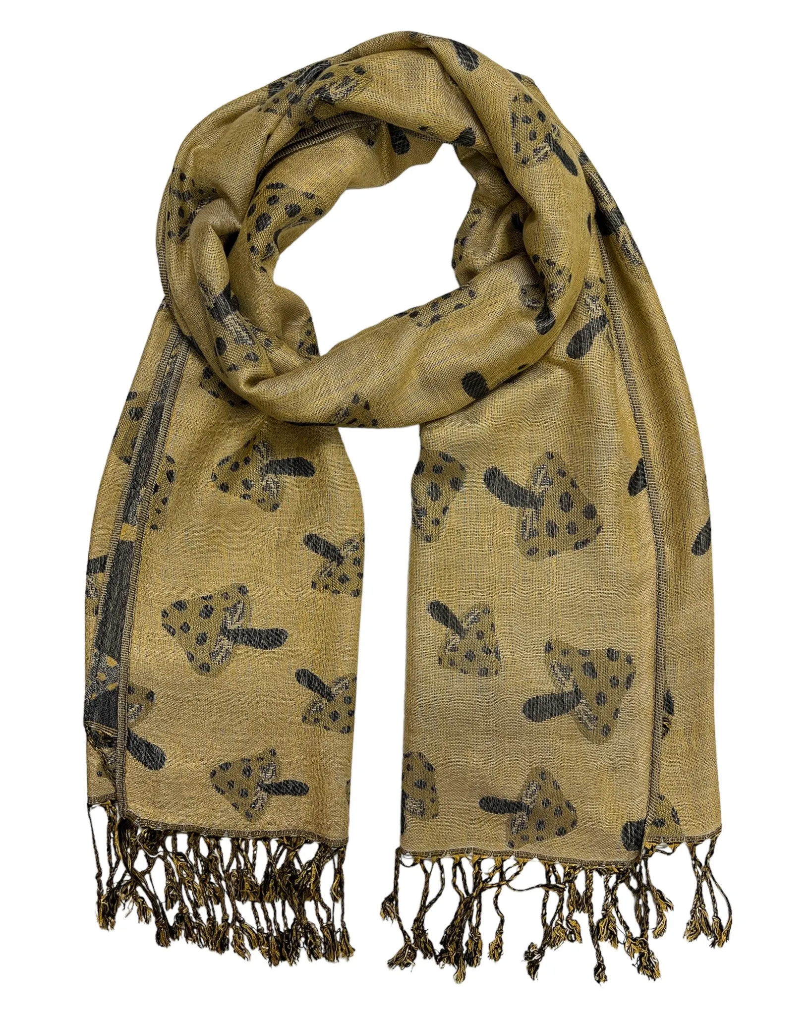 Grey & Tan Reversible Mushroom Rave Pashmina