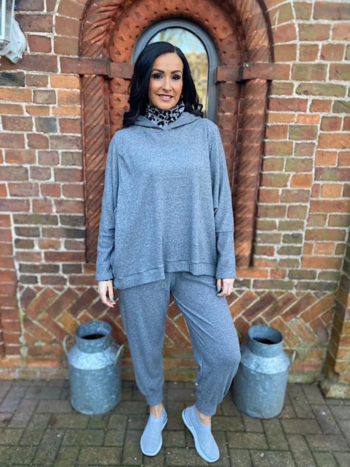 Grey Relaxed Cuffed Soft Trousers Lucy