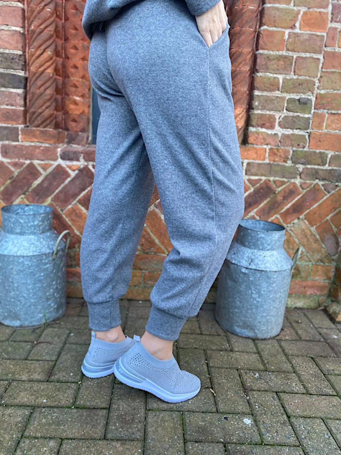 Grey Relaxed Cuffed Soft Trousers Lucy