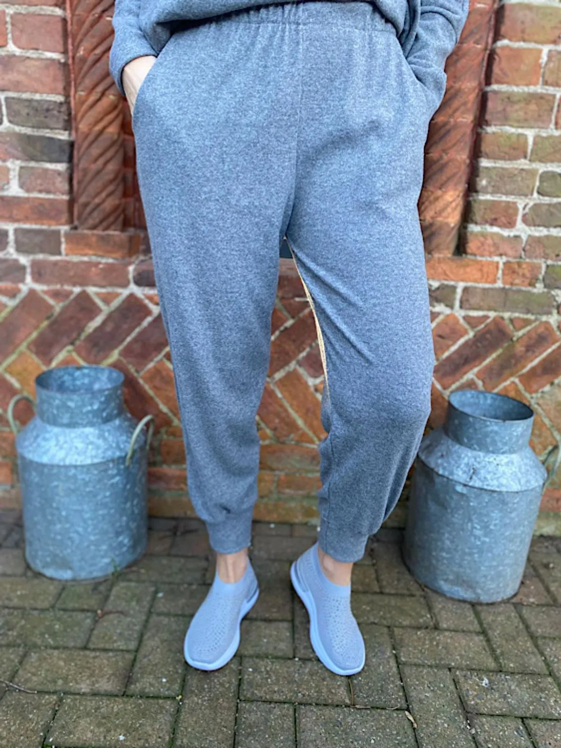 Grey Relaxed Cuffed Soft Trousers Lucy