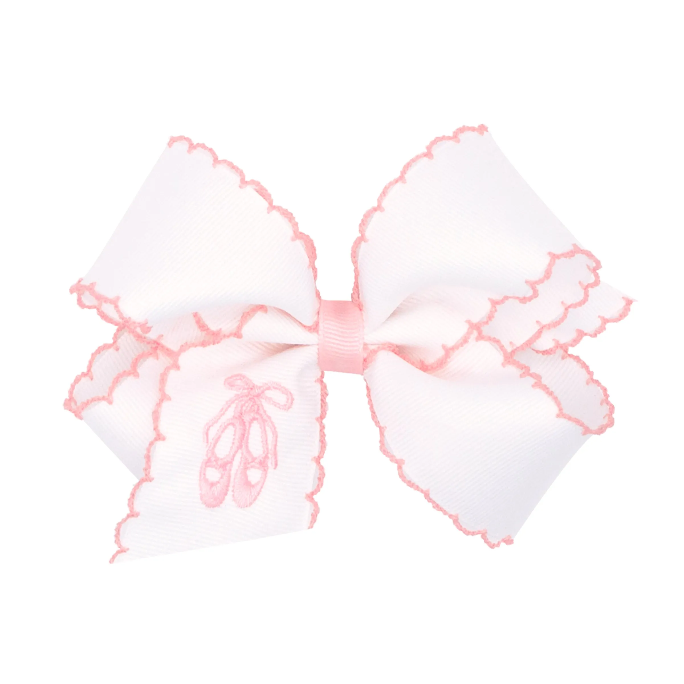 Grosgrain Moonstitch Embroidered Ballet Slippers Hair Bow