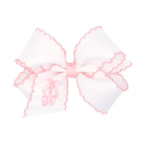 Grosgrain Moonstitch Embroidered Ballet Slippers Hair Bow