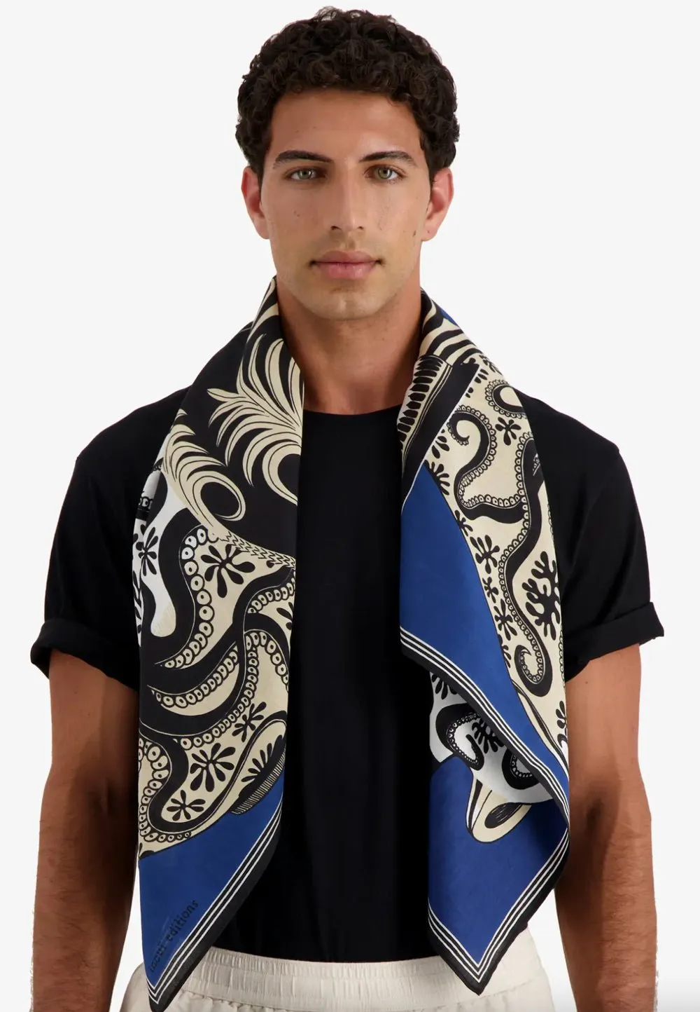 INOUI EDITIONS - 100 Square Mykonos Scarf in Blue