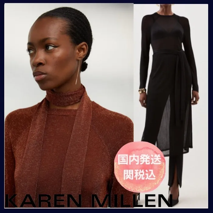 Karen Millen  |Long Sleeves Plain Tunics