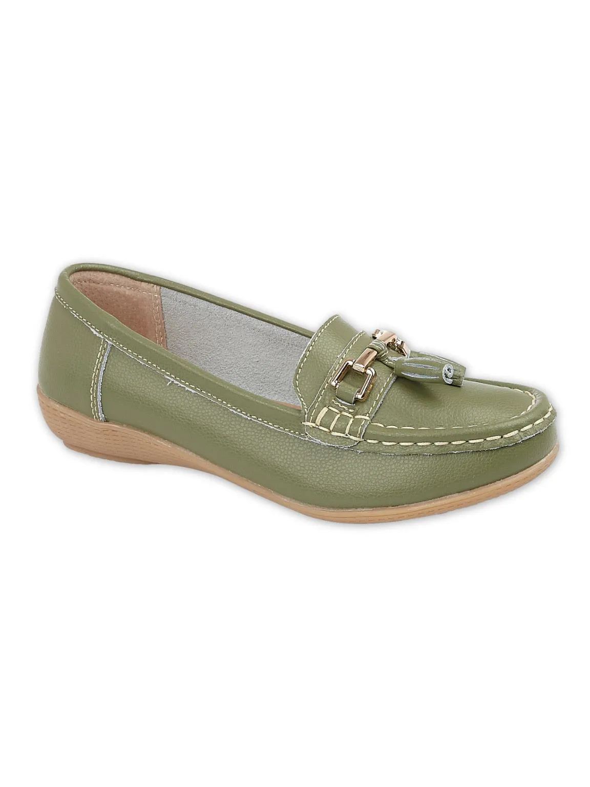 Khaki Leather Tassel Loafer