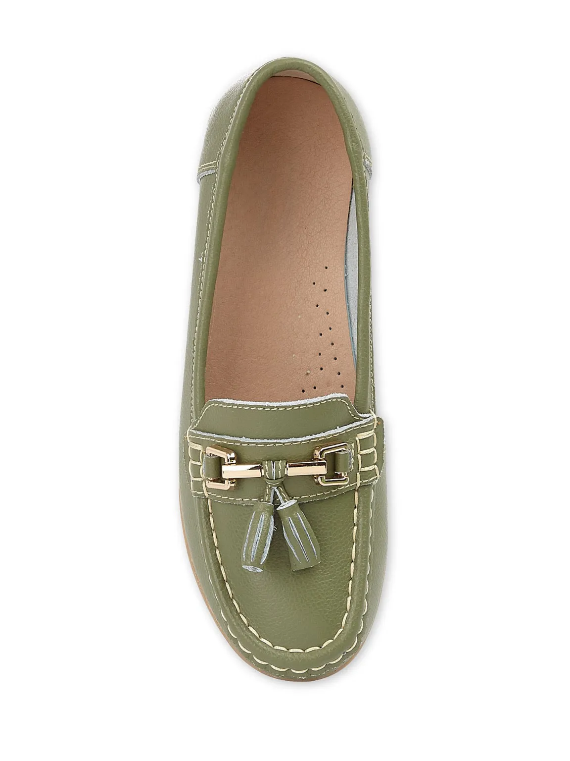 Khaki Leather Tassel Loafer