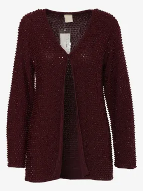 Krizia Bordeaux Cardigan with Applications