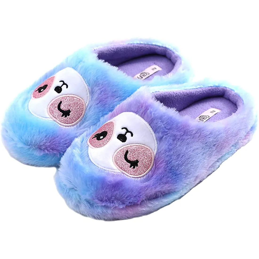 LADIES FUZZY SLOTH SLIPPERS