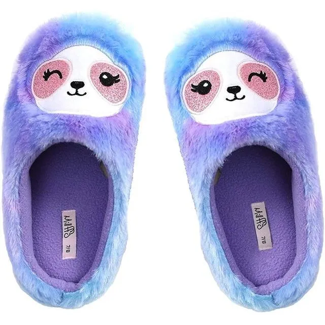 LADIES FUZZY SLOTH SLIPPERS