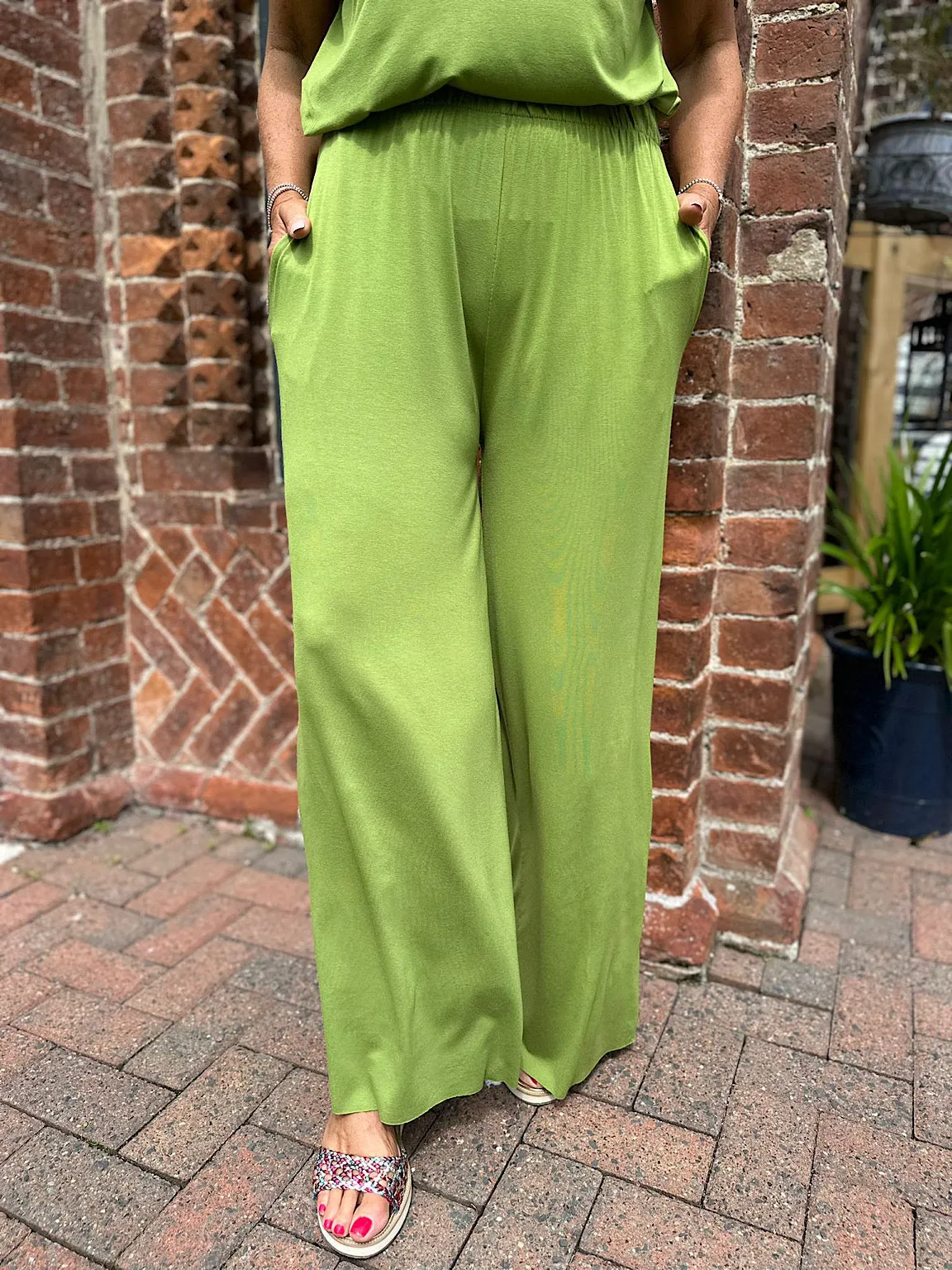 Lime Wide Leg Relaxed Trousers Tammy