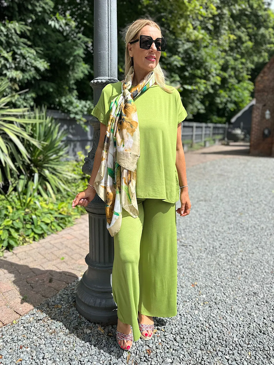 Lime Wide Leg Relaxed Trousers Tammy