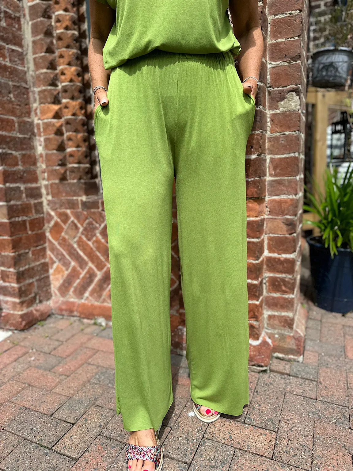 Lime Wide Leg Relaxed Trousers Tammy