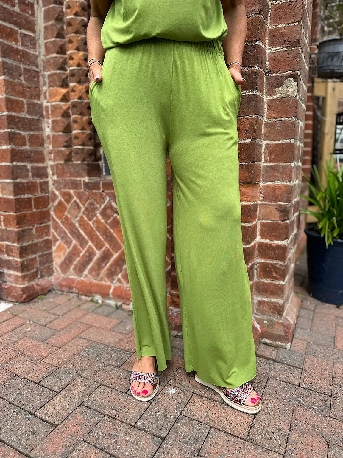 Lime Wide Leg Relaxed Trousers Tammy