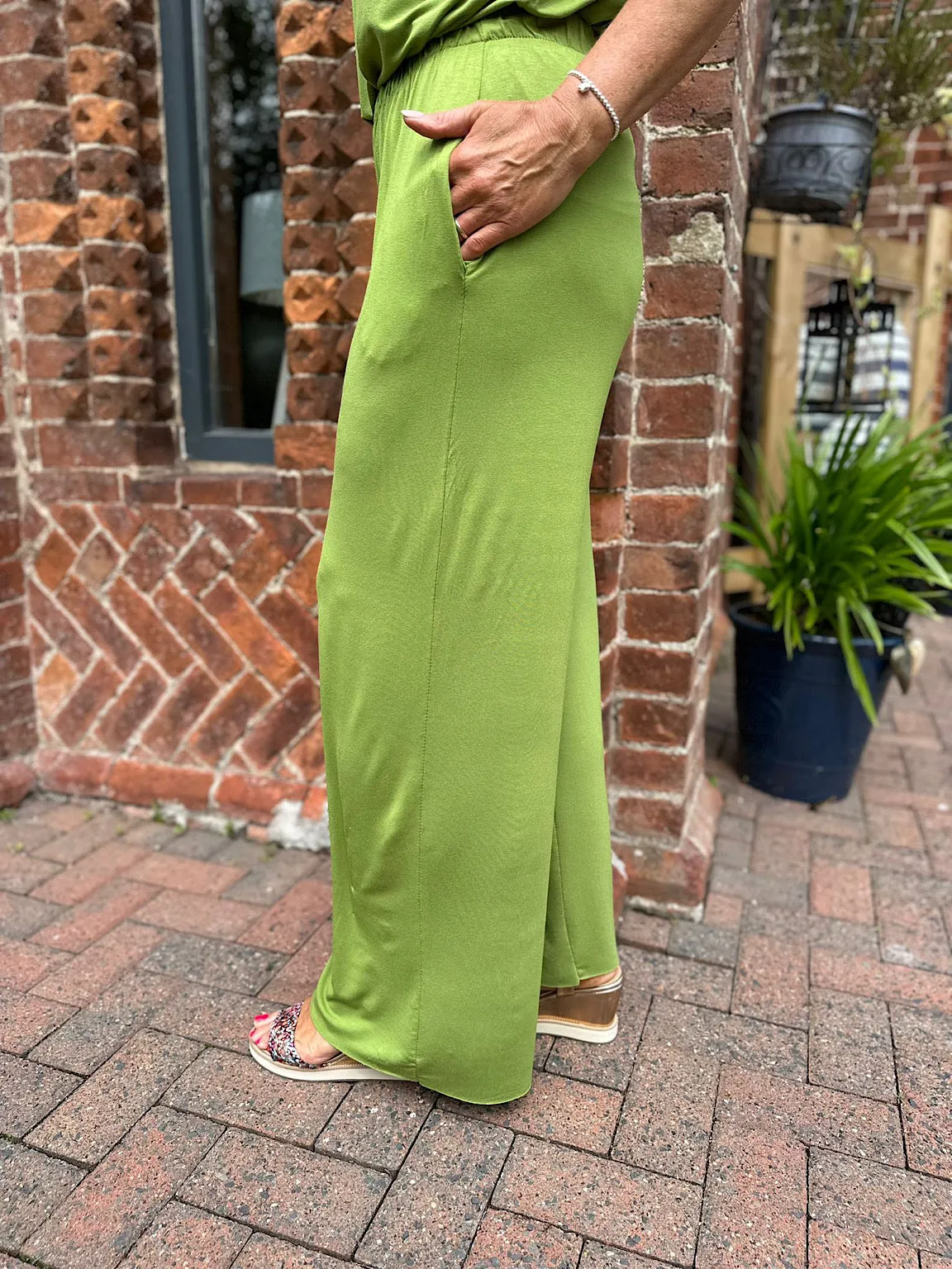 Lime Wide Leg Relaxed Trousers Tammy