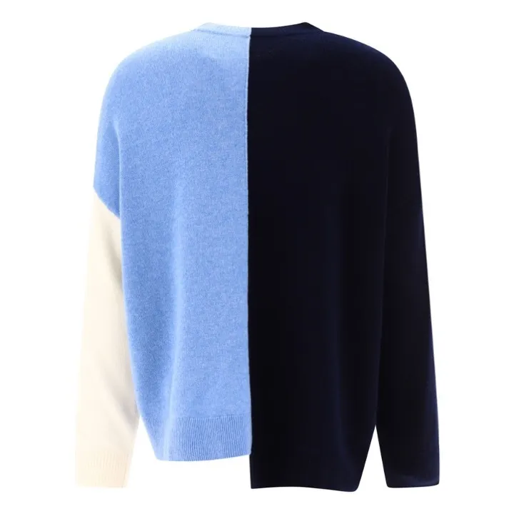 LOEWE  |Crew Neck Pullovers Wool Long Sleeves Plain Logo Asymmetry