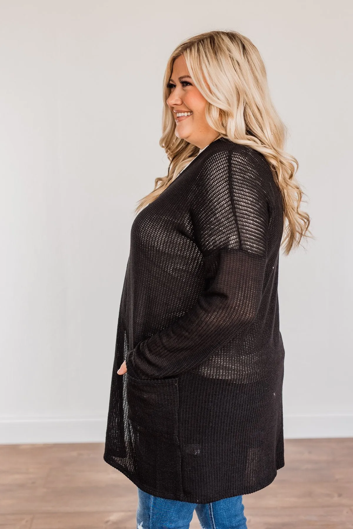 Looking Fearless Knit Cardigan- Black