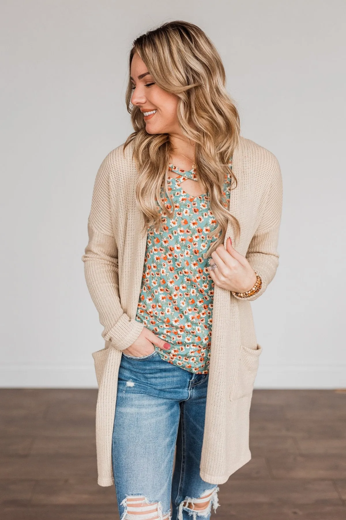 Looking Fearless Knit Cardigan- Cream