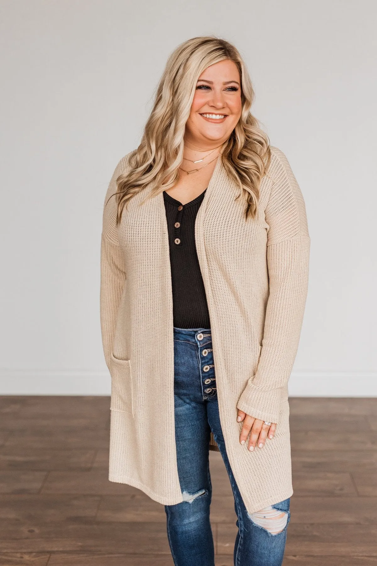 Looking Fearless Knit Cardigan- Cream