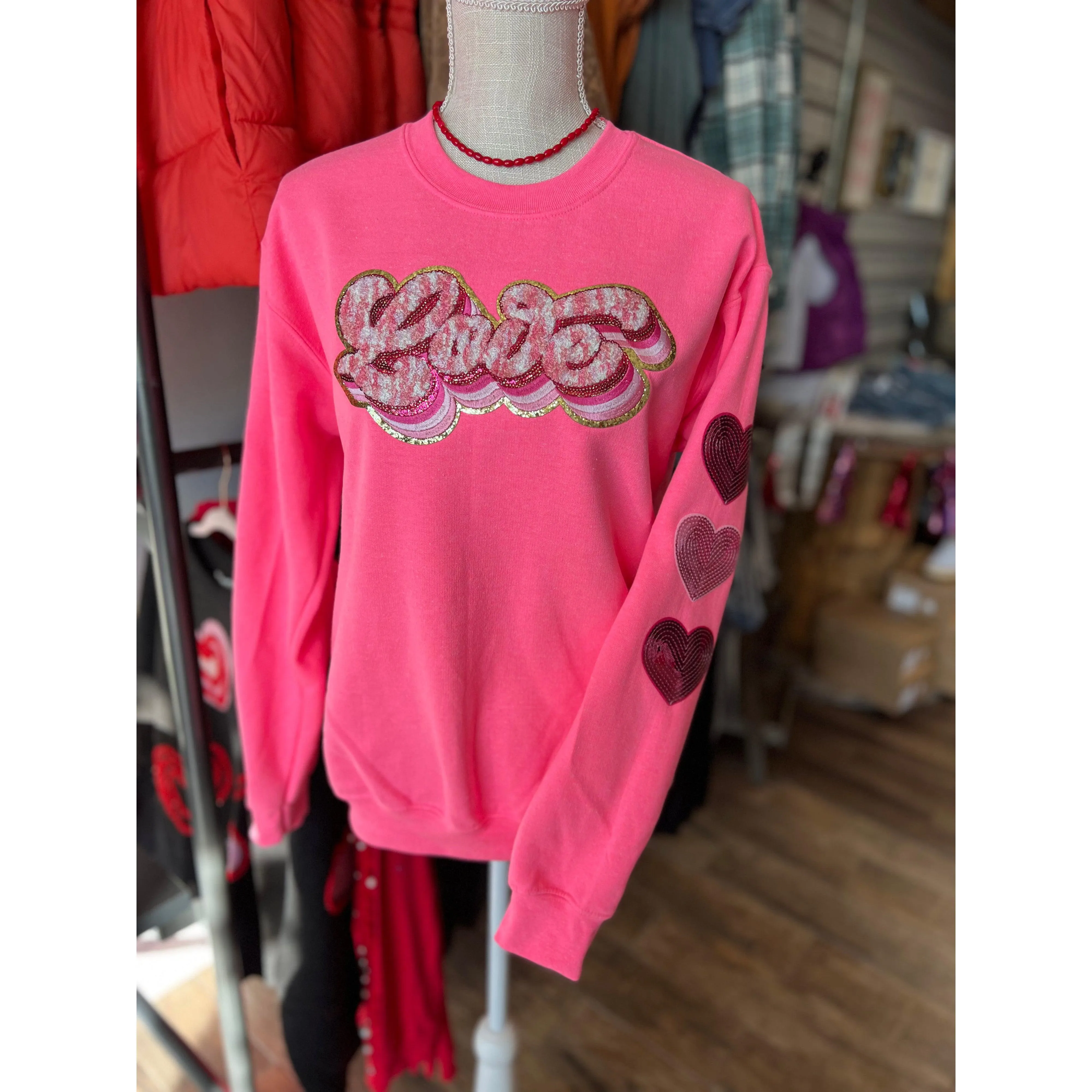 Love Chenille Patch Sweatshirt (S-XL)