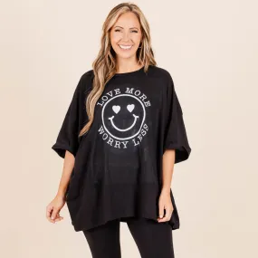 Love More, Worry Less Boyfriend Tee, Black