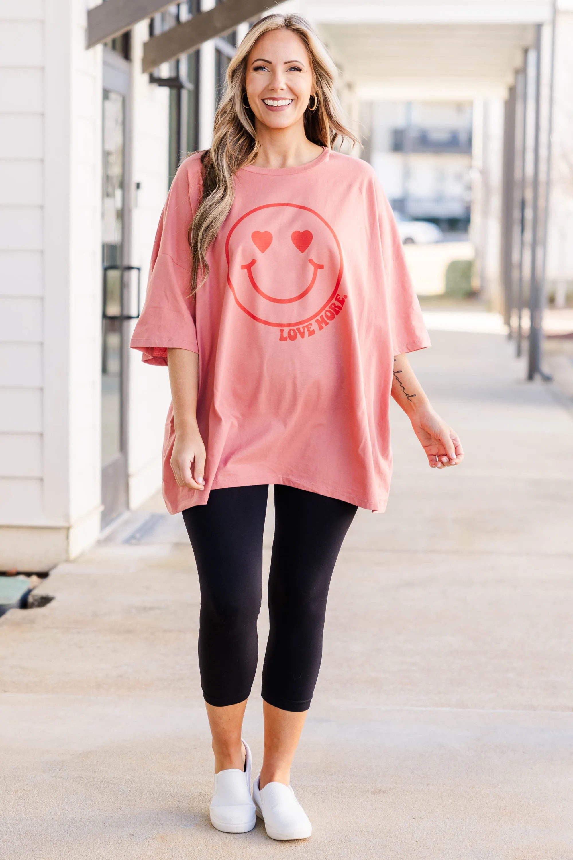 Love You More Boyfriend Tee, Ash Rose