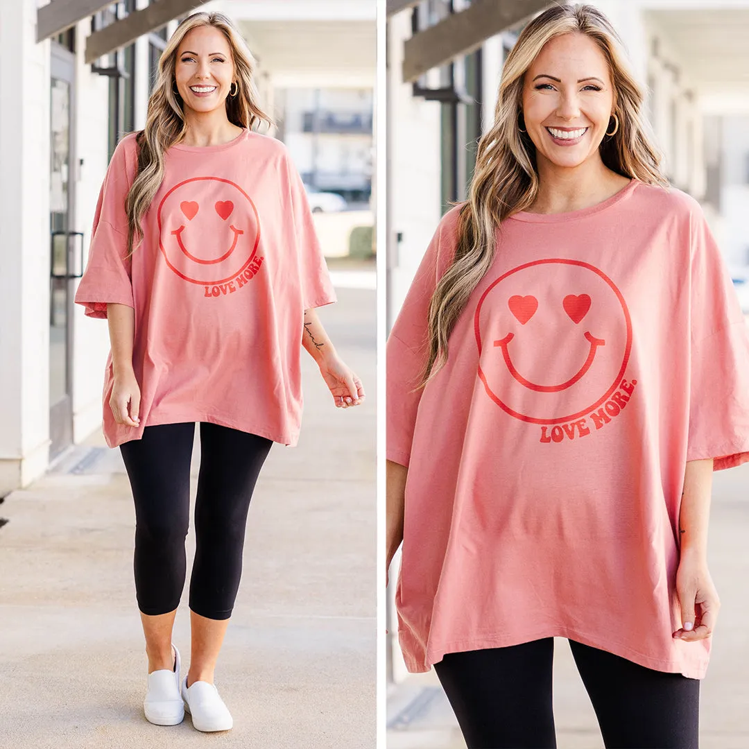 Love You More Boyfriend Tee, Ash Rose