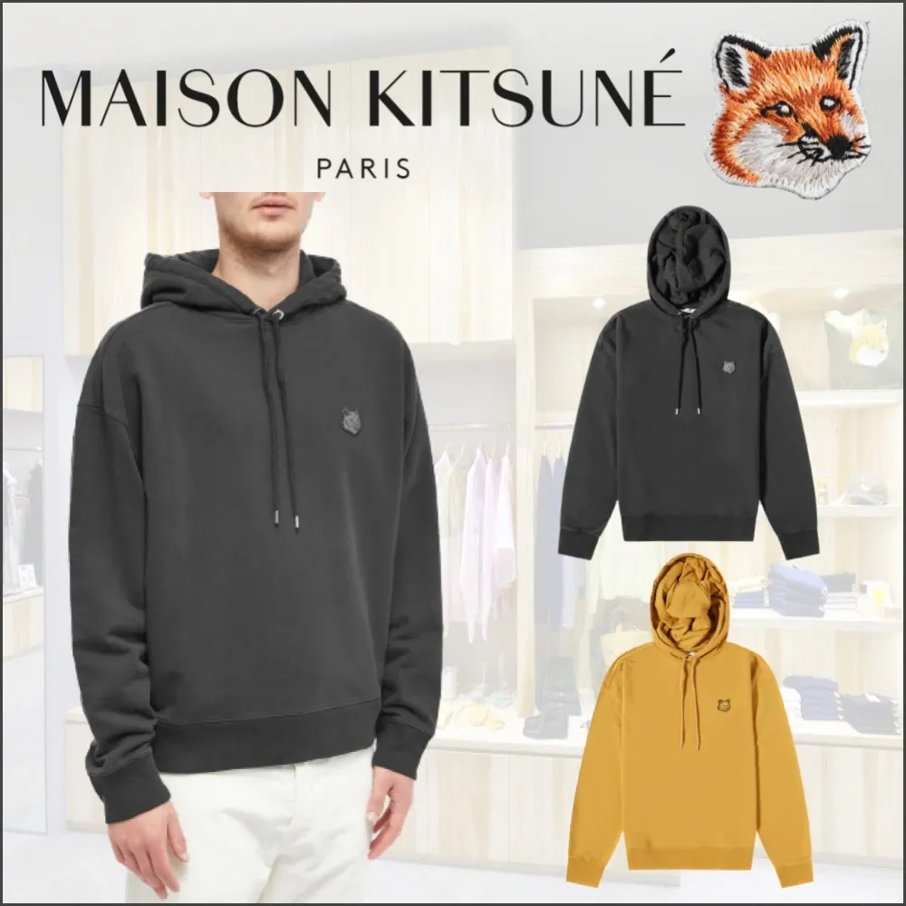 MAISON KITSUNE  |Pullovers Unisex Long Sleeves Plain Other Animal Patterns