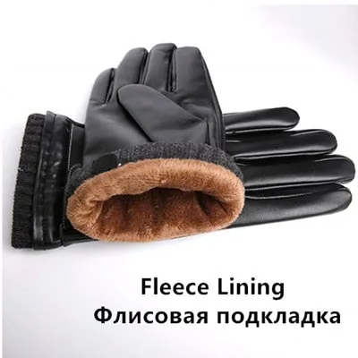 Men's Real Sheepskin Leather Wool Knit Touch Screen Driving Winter Gloves