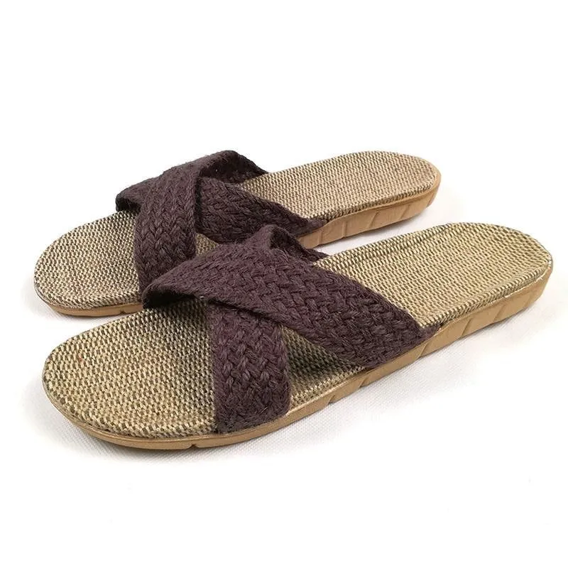 Men's Summer Cross Belt Non-Slip Breathable Slippers for Indoor and Beach