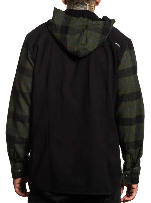 Men's Wrangler Hooded Flannel (Black/Olive)