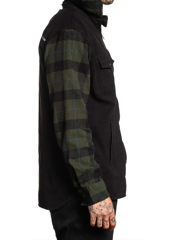 Men's Wrangler Hooded Flannel (Black/Olive)