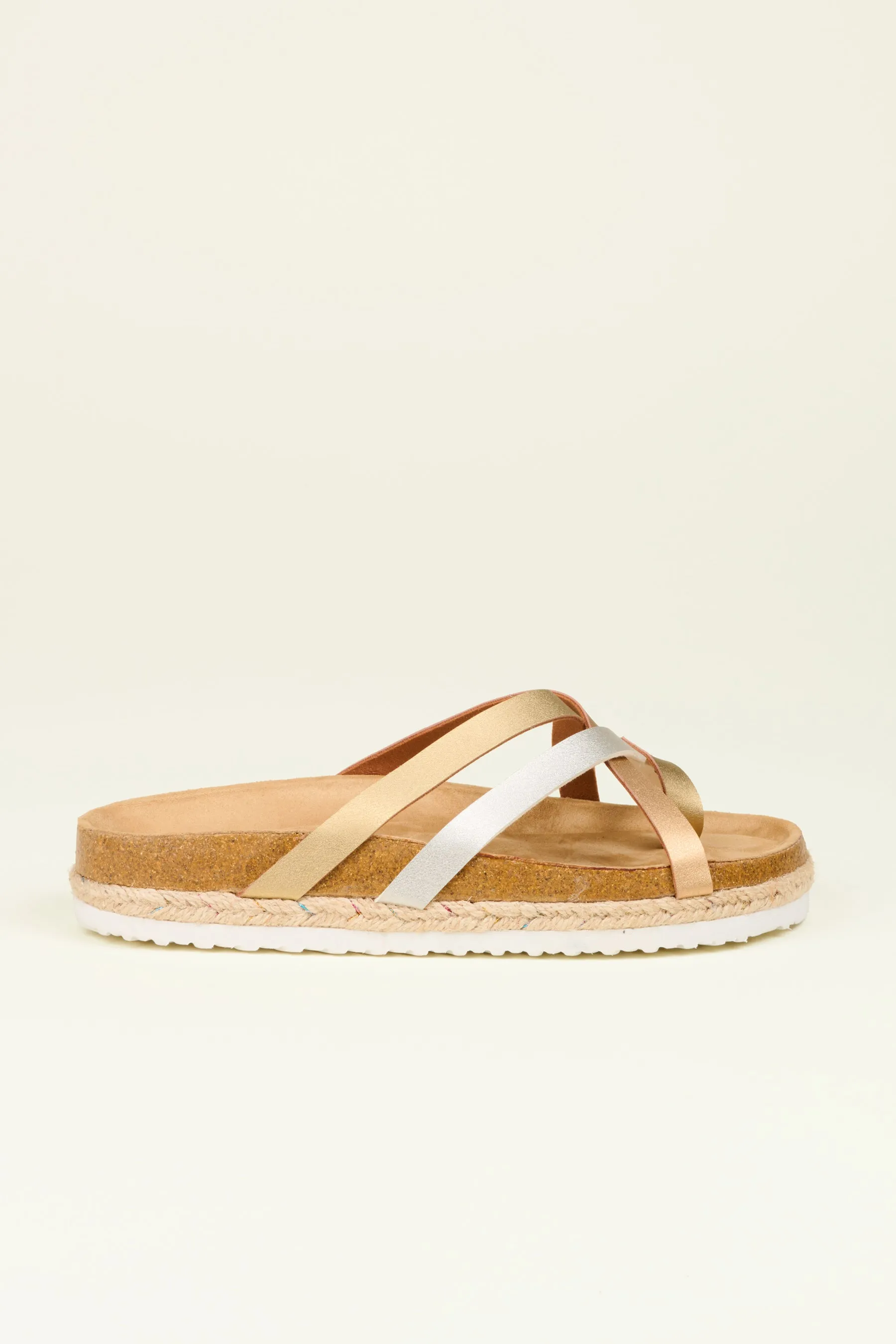 Metallic Multi Strap Sandal