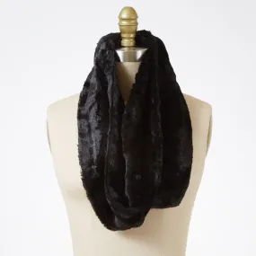 Minky Fur in Black Luxury Faux Fur Infinity Scarf