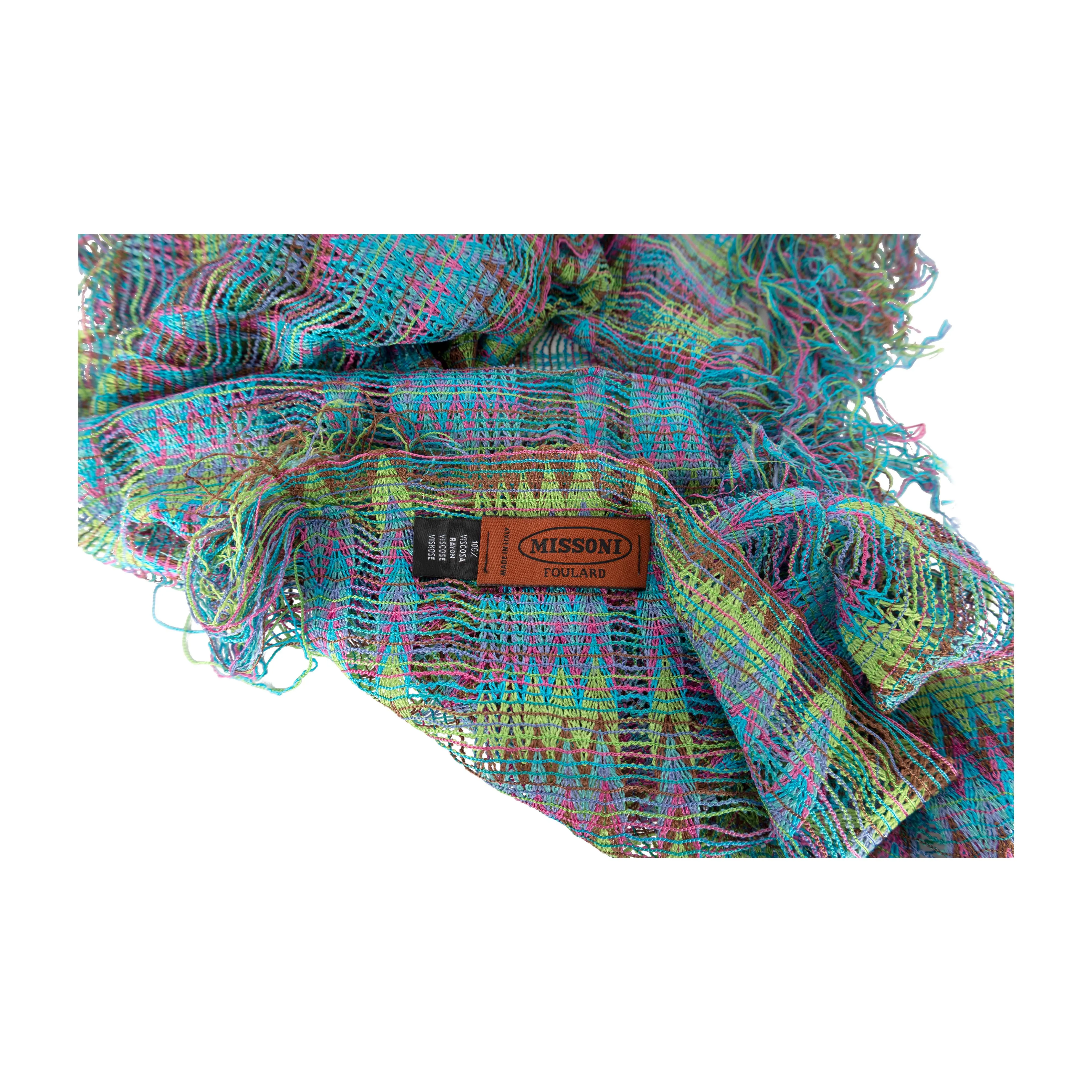 Missoni Multicolor Chevron Knit Foulard - '10s