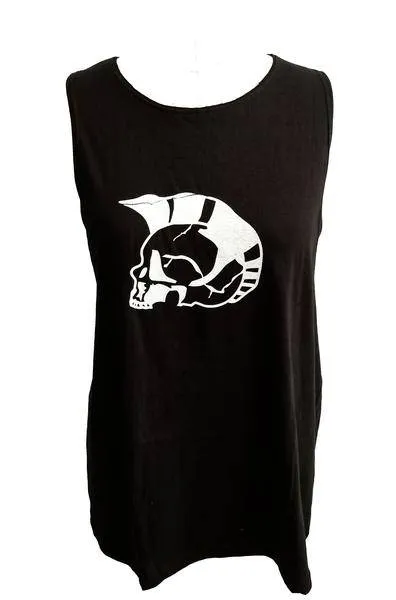 Mohawk skull print oversize slouchy tank top