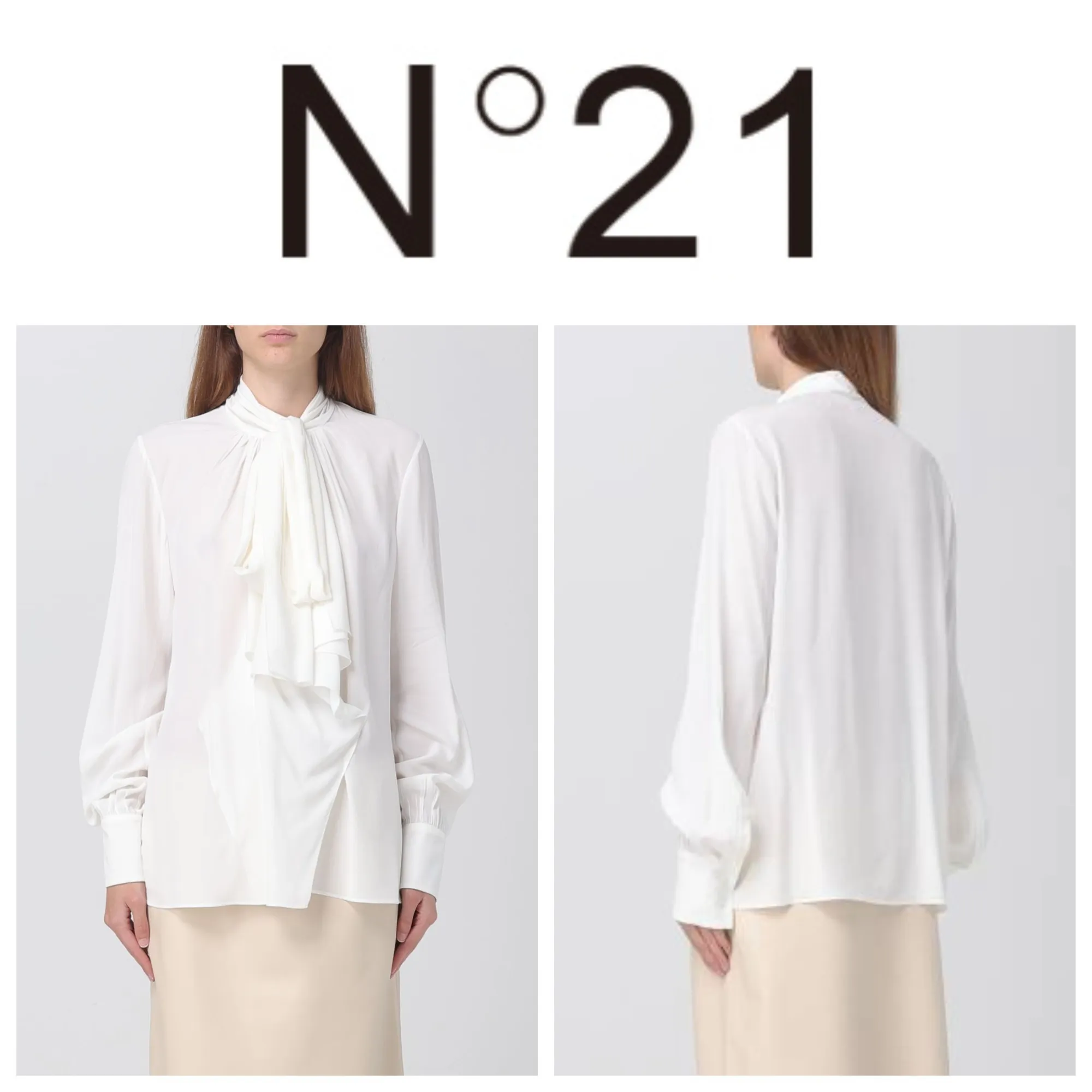 N21 numero ventuno  |Casual Style Long Sleeves Plain Office Style Puff Sleeves