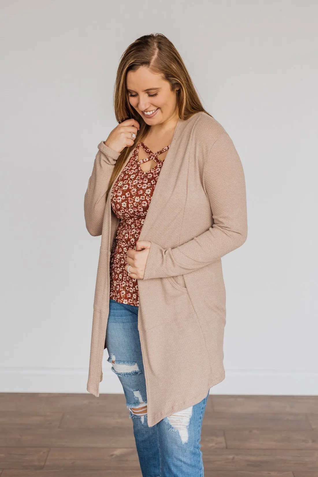 Never Afraid Knit Cardigan- Taupe