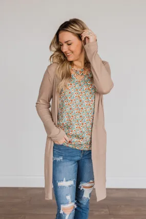 Never Afraid Knit Cardigan- Taupe