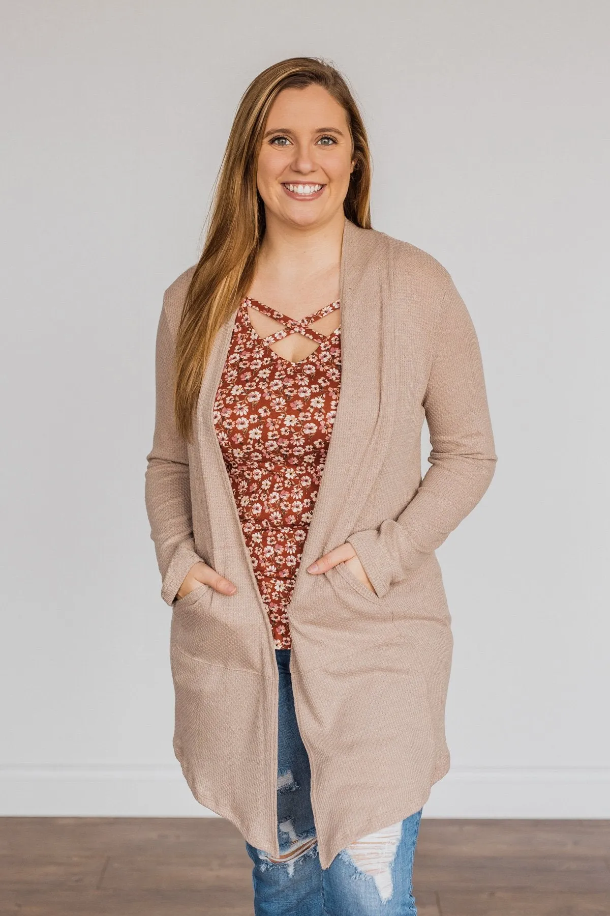 Never Afraid Knit Cardigan- Taupe